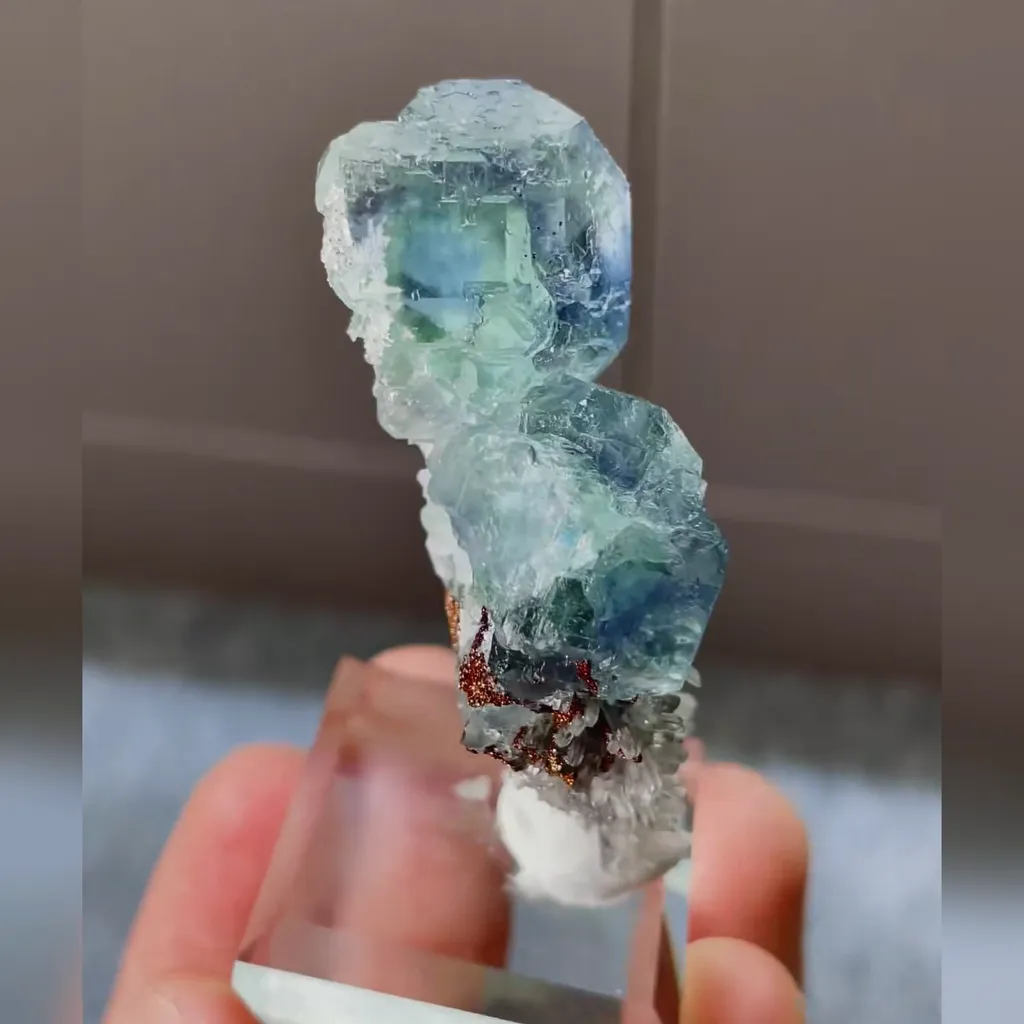 Natural Blue Phantom Fluorite and Quartz Symbiosis comes from Fujian,China 30*50*15MM - image 3