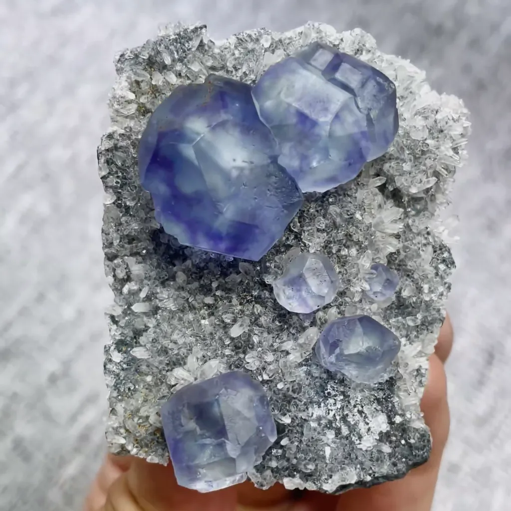 Natural Blue Phantom Fluorite and Quartz Symbiosis comes from Fujian,China 55*65*30MM - image 3