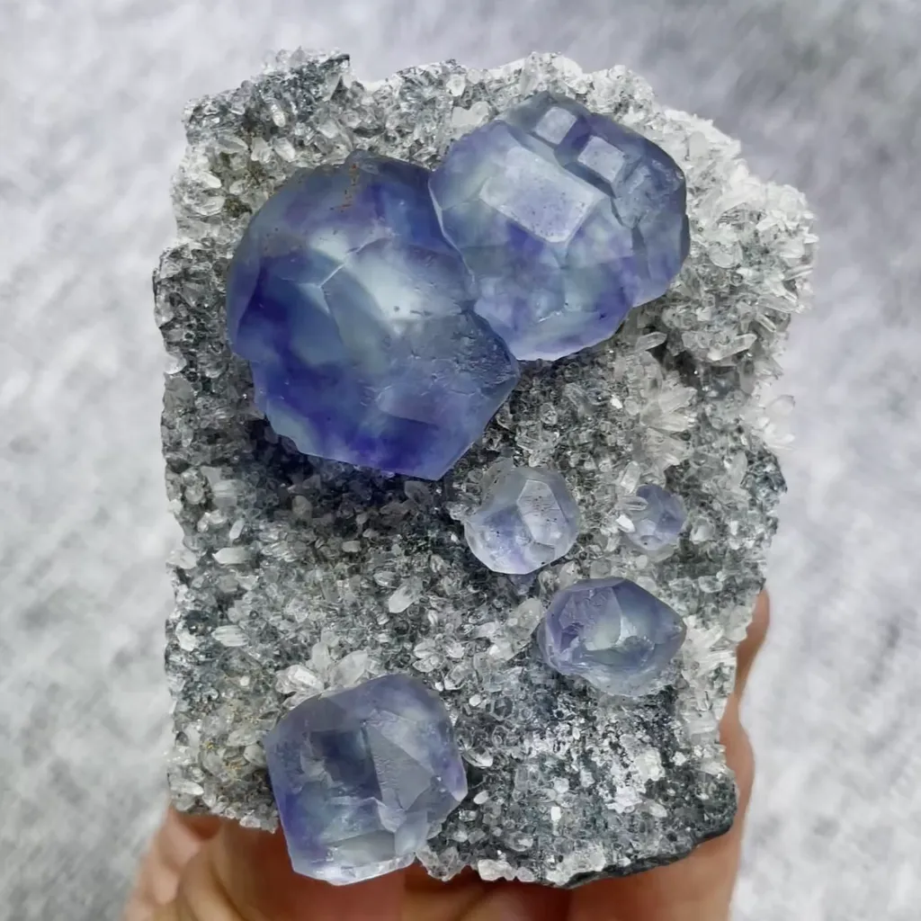 Natural Blue Phantom Fluorite and Quartz Symbiosis comes from Fujian,China 55*65*30MM image