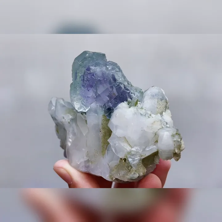 Natural Blue Phantom Fluorite and Quartz Symbiosis comes from Yaogangxian,Hunan 100*70*45MM image