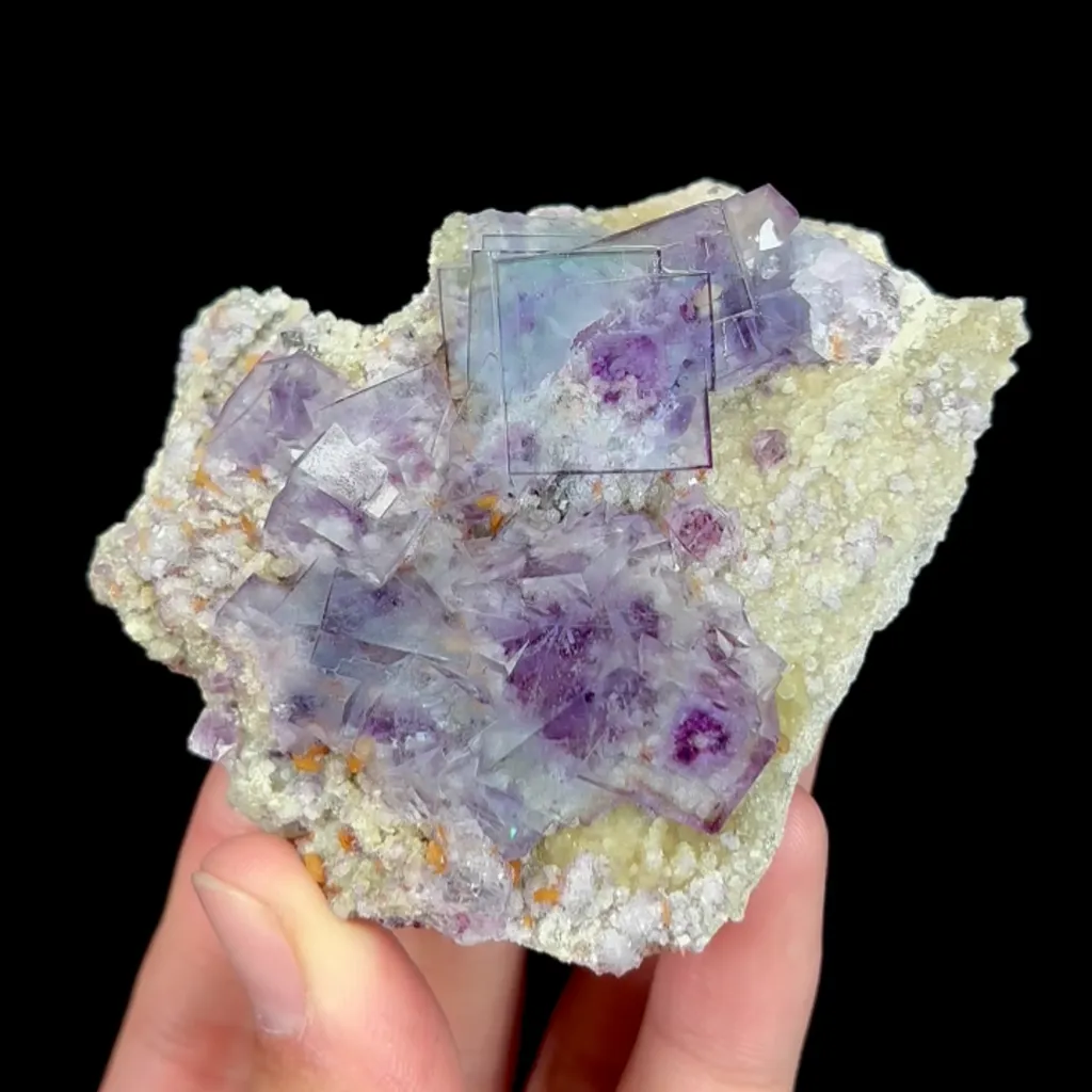 Natural Blue Phantom Fluorite and Siderite, Mineral Specimen: Inner Mongolia,China (80*70*30MM) image
