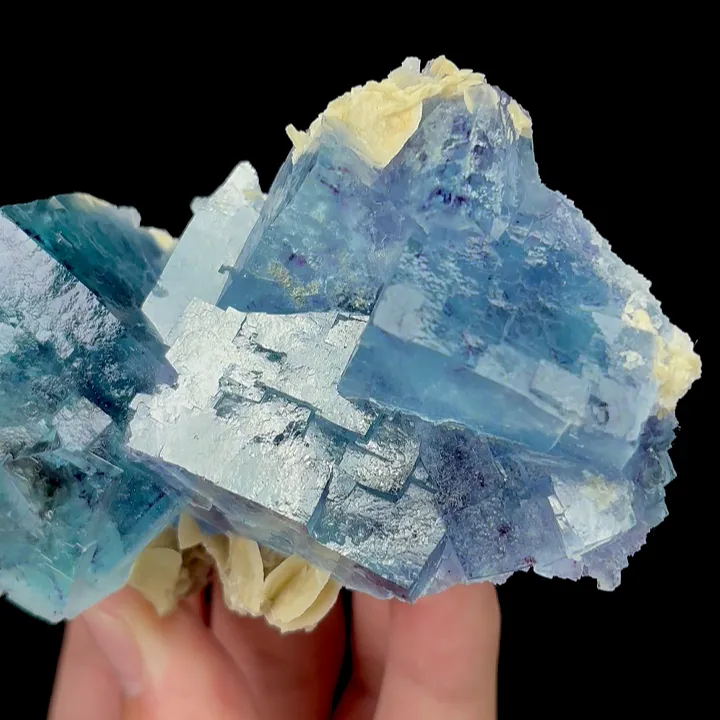 Natural Blue Phantom Fluorite and Siderite, Mineral Specimen: Yindu,Inner Mongolia (105*50*40MM) image