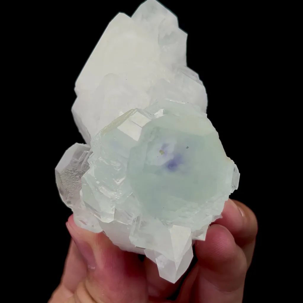 Natural Blue Phantom Fluorite and White Crystal Mineral Specimen,High Quality Specimen,SHIZHUYUAN,HUNAN,CHINA(72*44*31mm) - image 4