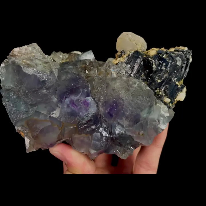 Natural Blue Phantom Fluorite and Wolframite, Mineral Specimen:Yaogangxian,Hunan (120*85*45MM) - image 3