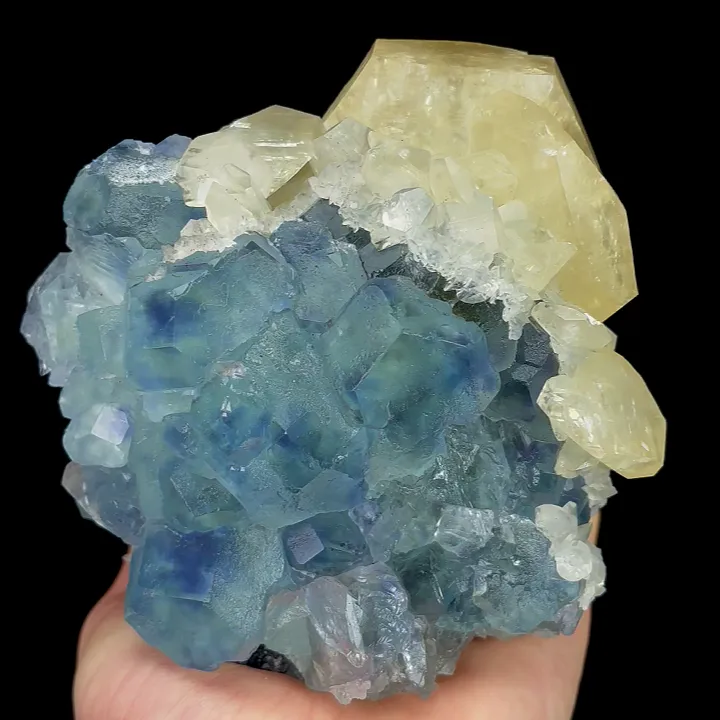 Natural Blue Phantom Fluorite and Yellow Calcite, Mineral Specimen:Fujian,China (150*110*80MM) - image 4