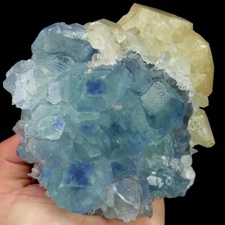 Natural Blue Phantom Fluorite and Yellow Calcite, Mineral Specimen:Fujian,China (150*110*80MM) image