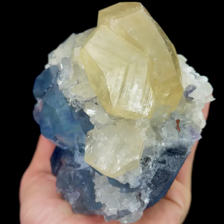 Natural Blue Phantom Fluorite and Yellow Calcite, Mineral Specimen:Fujian,China (150*110*80MM) - image 3