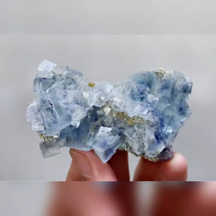 Natural Blue Phantom Fluorite comes from Inner Mongolia,China 75*45*20MM image