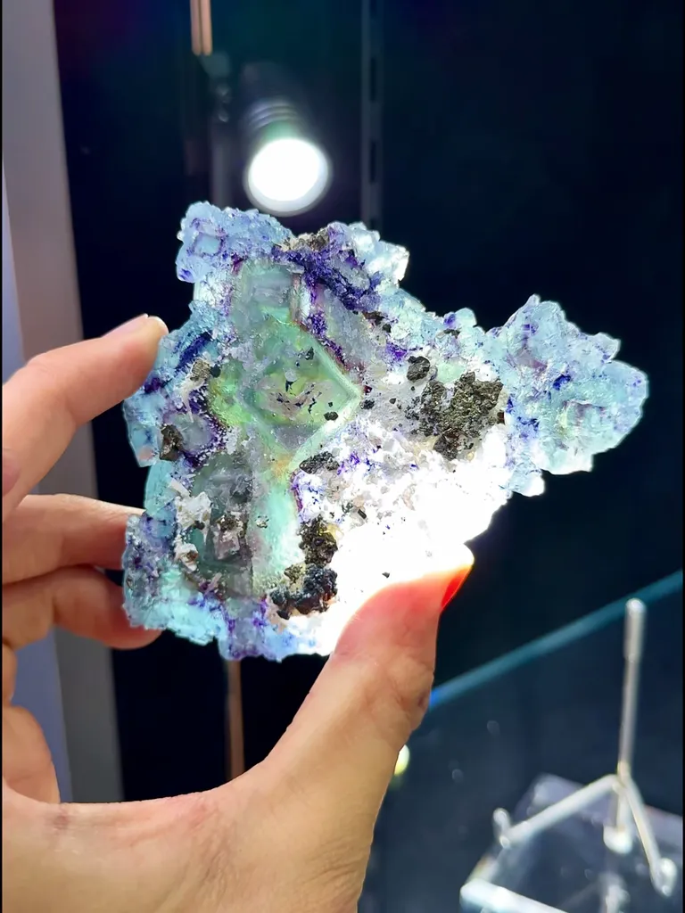 Natural Blue Phantom Fluorite comes from Yaogangxian, Hunan 95*80*30MM - image 3