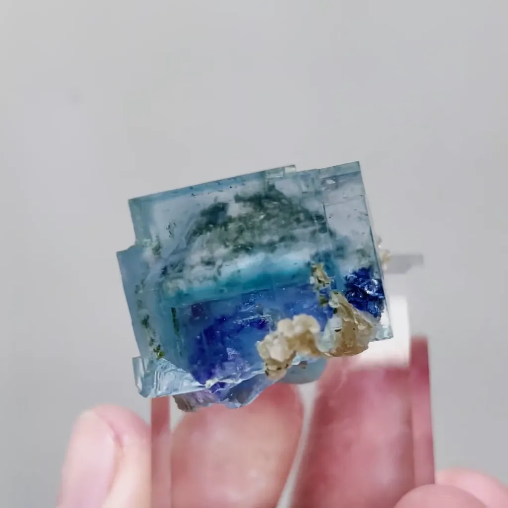 Natural Blue Phantom Fluorite comes from Yaogangxian,Hunan 20*20*20MM - image 4