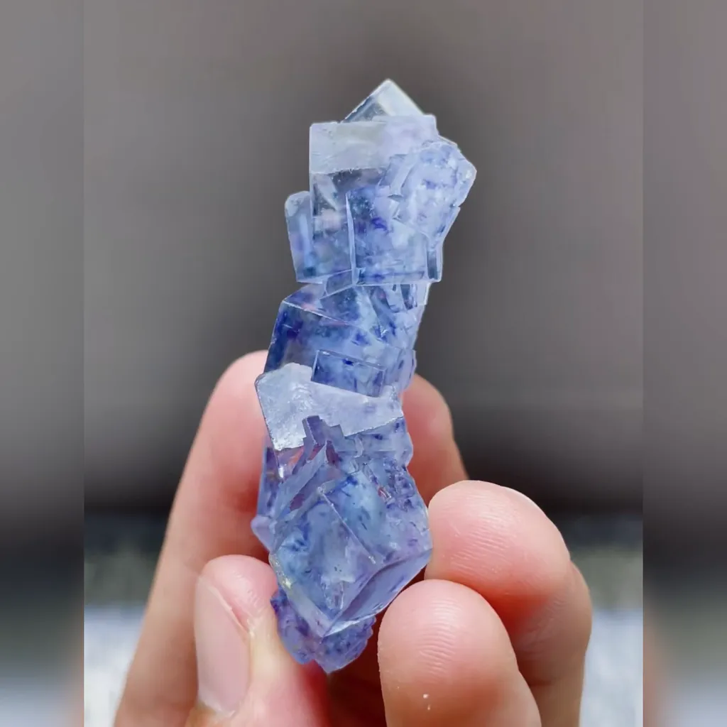 Natural Blue Phantom Fluorite comes from Yaogangxian,Hunan 30*55*15MM - image 3