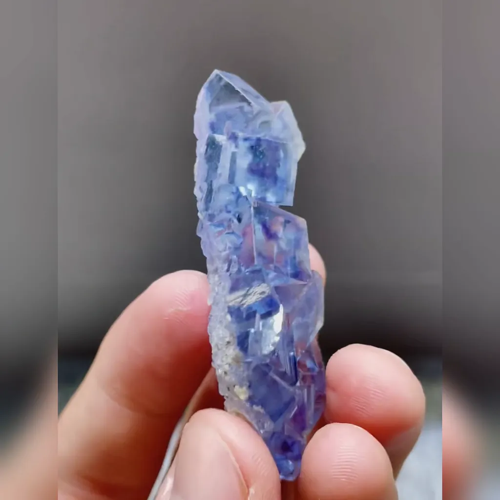 Natural Blue Phantom Fluorite comes from Yaogangxian,Hunan 30*55*15MM - image 2