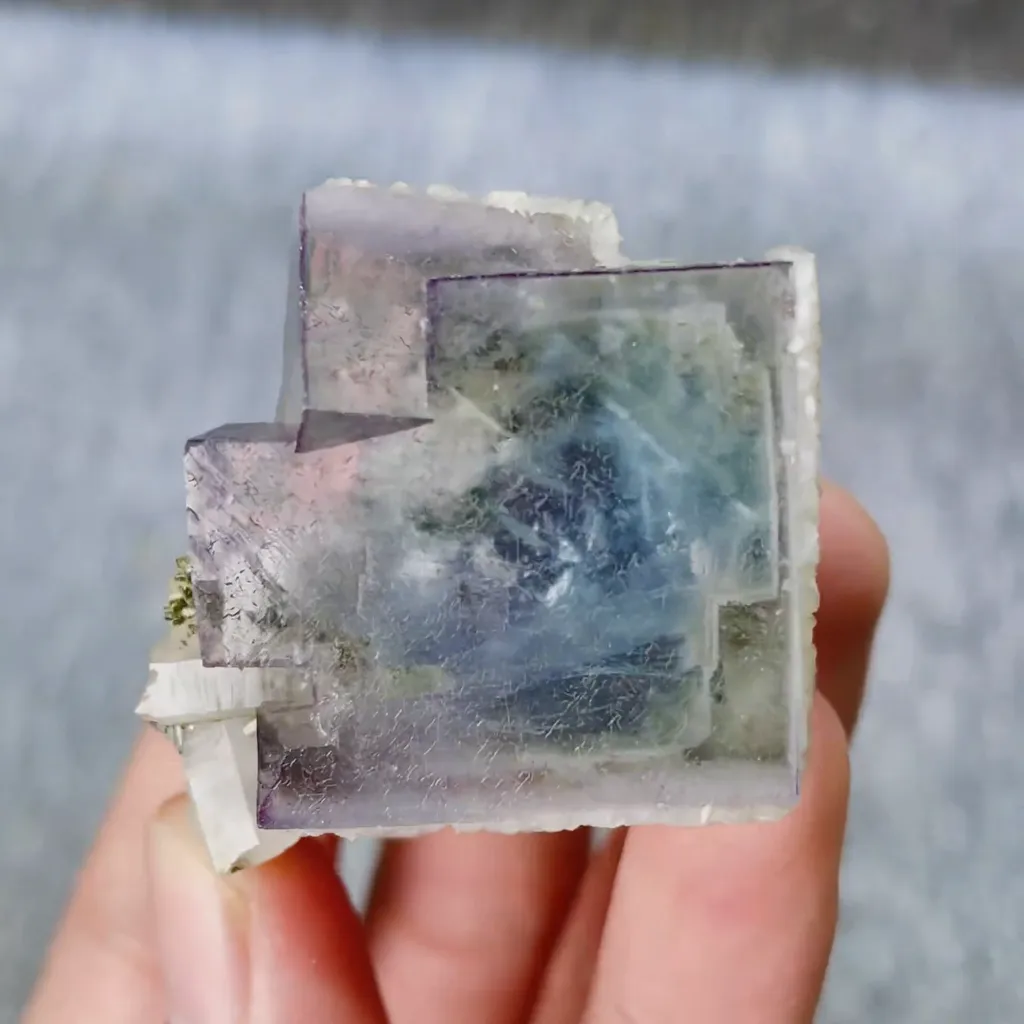 Natural Blue Phantom Fluorite comes from Yaogangxian,Hunan 35*35*35MM - image 2