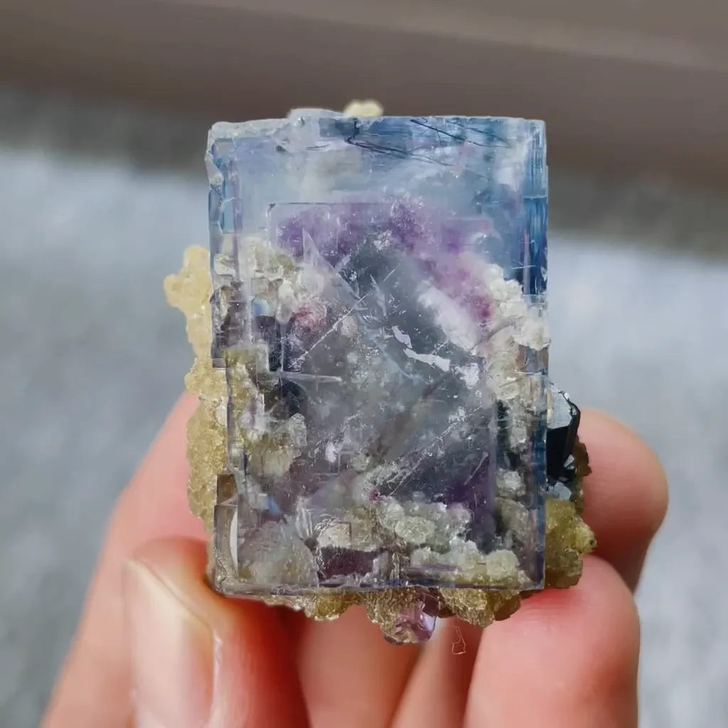 Natural Blue Phantom Fluorite comes from Yaogangxian,Hunan 40*30*30MM image