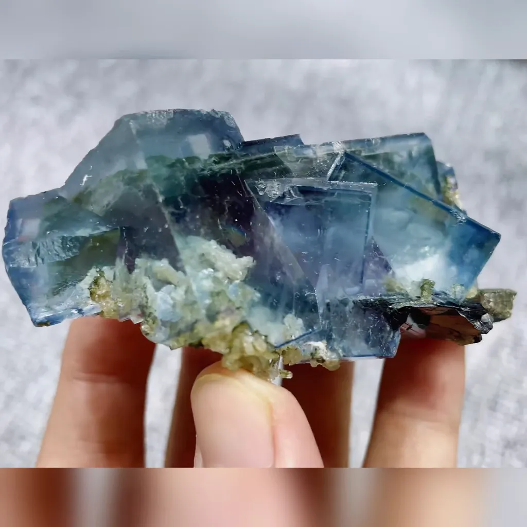Natural Blue Phantom Fluorite comes from Yaogangxian,Hunan 75*45*30MM image