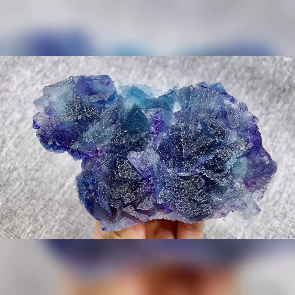Natural Blue Phantom Fluorite comes from Yindu,Inner Mongolia 125*85*25MM image