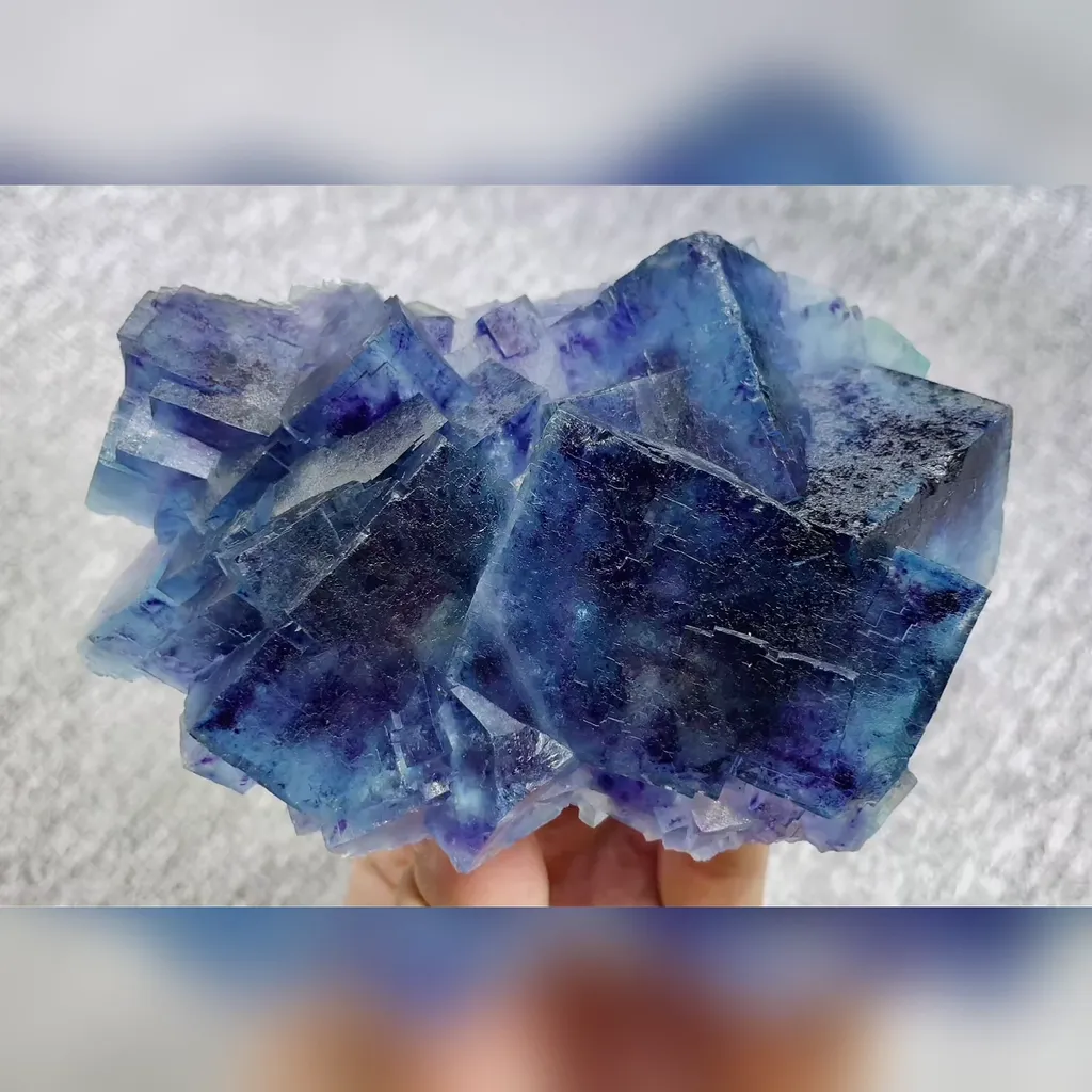 Natural Blue Phantom Fluorite comes from Yindu,Inner Mongolia 128*85*35MM - image 6