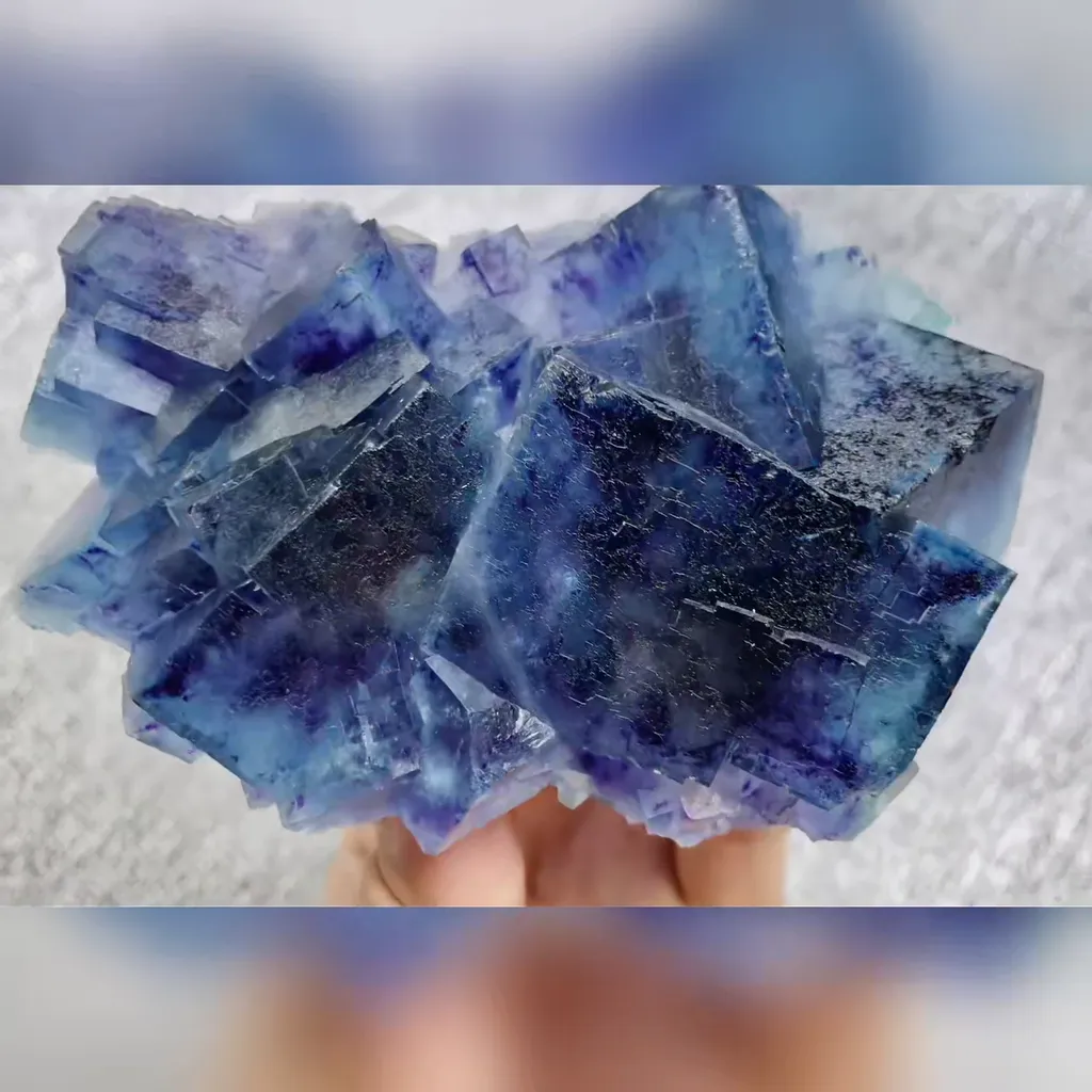 Natural Blue Phantom Fluorite comes from Yindu,Inner Mongolia 128*85*35MM image