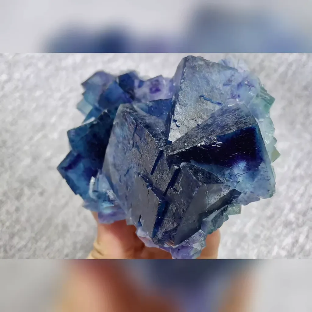Natural Blue Phantom Fluorite comes from Yindu,Inner Mongolia 128*85*35MM - image 3