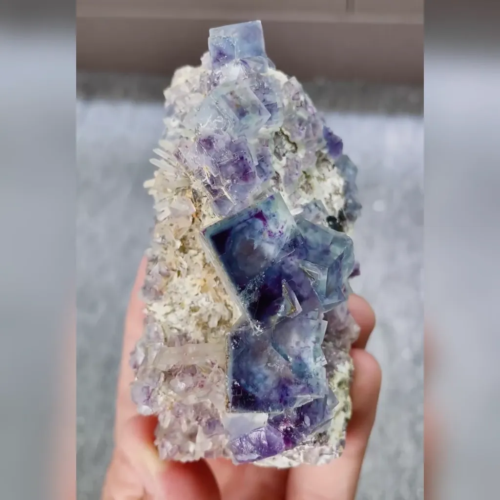Natural Blue Phantom Fluorite comes from Yindu,Inner Mongolia 50*85*40MM - image 2