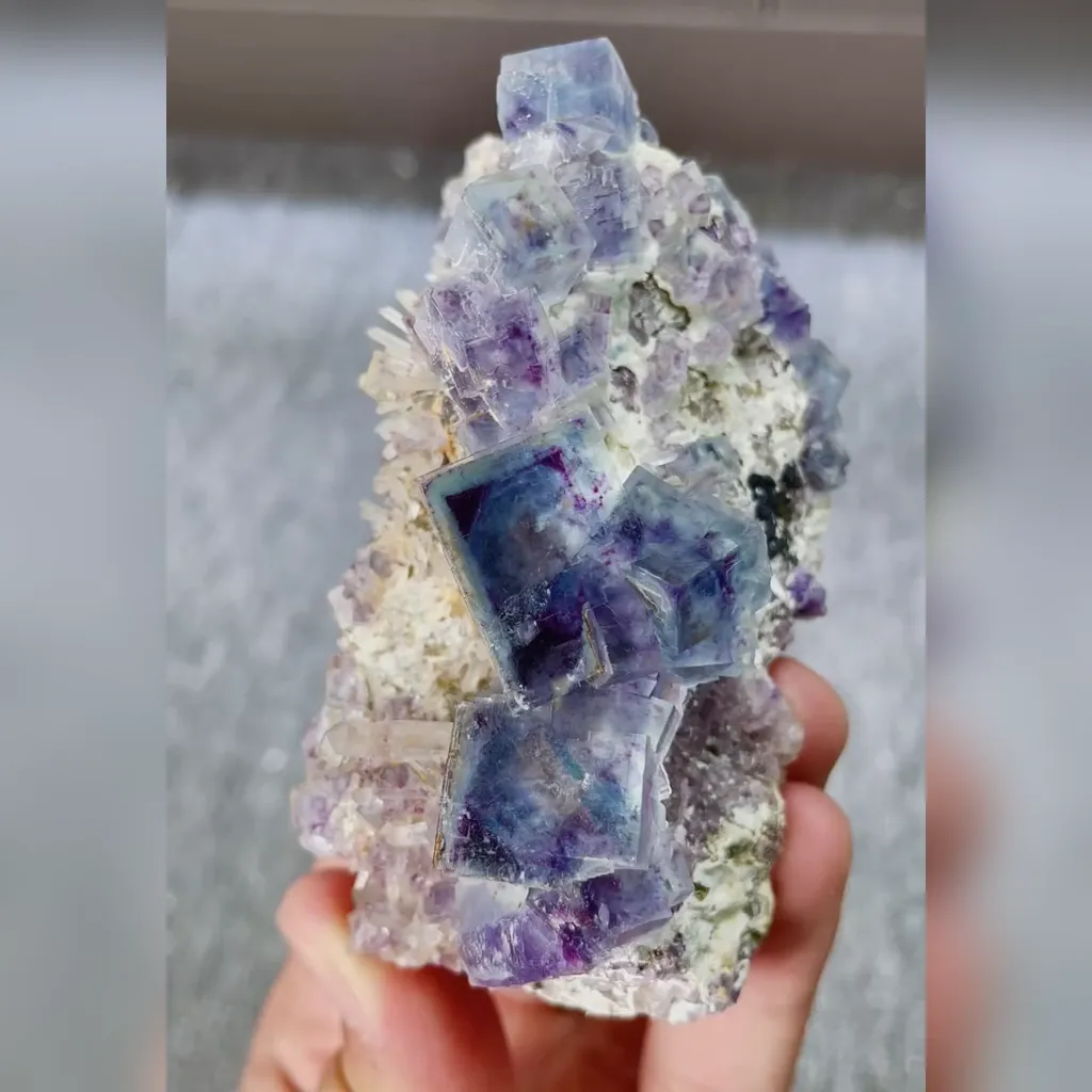 Natural Blue Phantom Fluorite comes from Yindu,Inner Mongolia 50*85*40MM image