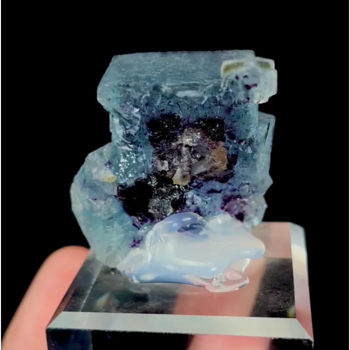 Natural Blue Phantom Fluorite, Mineral Specimen: Yindu,Inner Mongolia (35*35*25MM) image