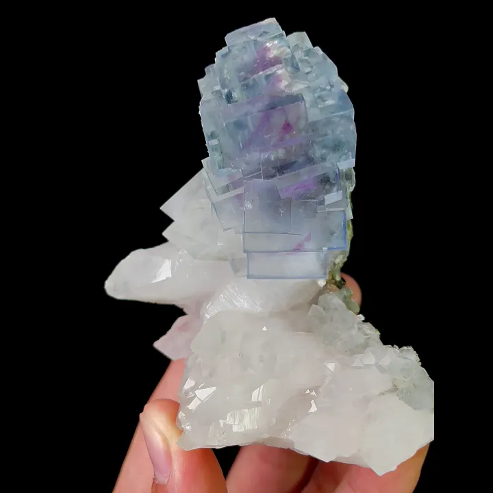 Natural Blue Phantom Fluorite Mineral Specimen,High Quality Stepped Specimen:YAOGANGXIAN (75*80*70mm) image