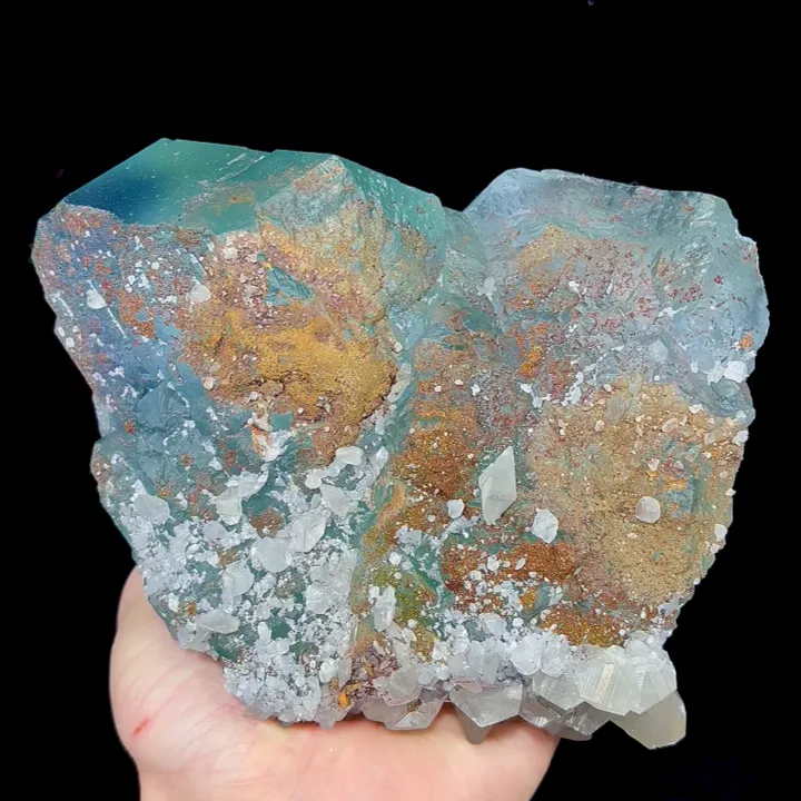 Natural Blue Phantom Fluorite, Pyrite and Calcite,Mineral Specimen:Fujian,China (150*125*80MM) image