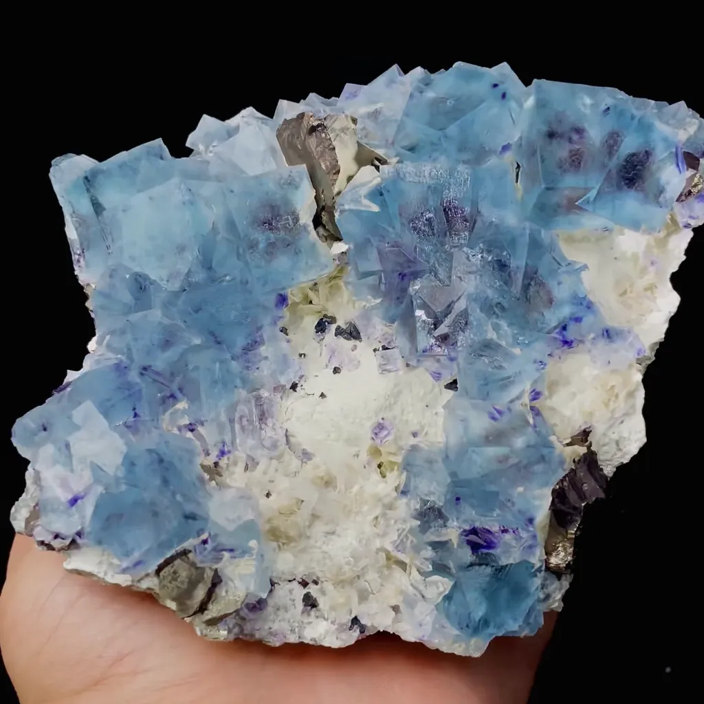 Natural Blue Phantom Fluorite with Arsenopyrite Symbiosis comes from Inner Mongolia,China 115*100*30MM - image 2