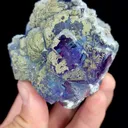 Natural Blue Phantom Fluorite with Calcite and Pyrite, Mineral Specimen:Yaogangxian,Hunan (60*60*60MM) - image 3