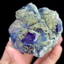Natural Blue Phantom Fluorite with Calcite and Pyrite, Mineral Specimen:Yaogangxian,Hunan (60*60*60MM) - image 4