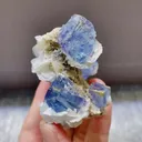 Natural Blue Phantom Fluorite with Pyrite and Flake Calcite Symbiosis comes from Yaogangxian,Hunan 40*65*45MM - image 3