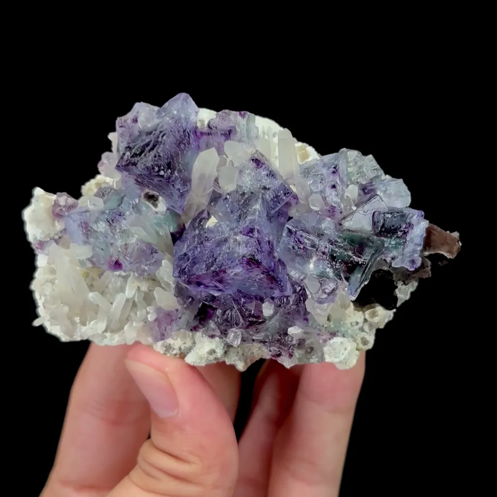 Natural Blue Phantom Fluorite with Quartz and Arsenopyrite Mineral Specimen,High Quality Specimen,YINDU,INNER MONGOLIA,CHINA(95*55*25mm) image