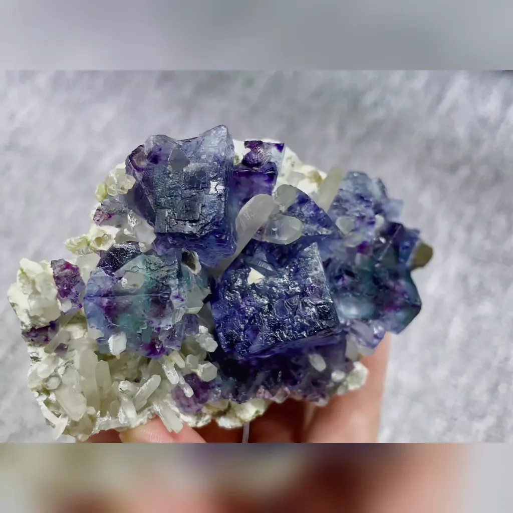 Natural Blue Phantom Fluorite with Quartz and Arsenopyrite Symbiosis comes from Yindu,Inner Mongolia 95*55*25MM - image 4