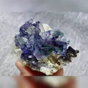 Natural Blue Phantom Fluorite with Quartz and Arsenopyrite Symbiosis comes from Yindu,Inner Mongolia 95*55*25MM - image 2