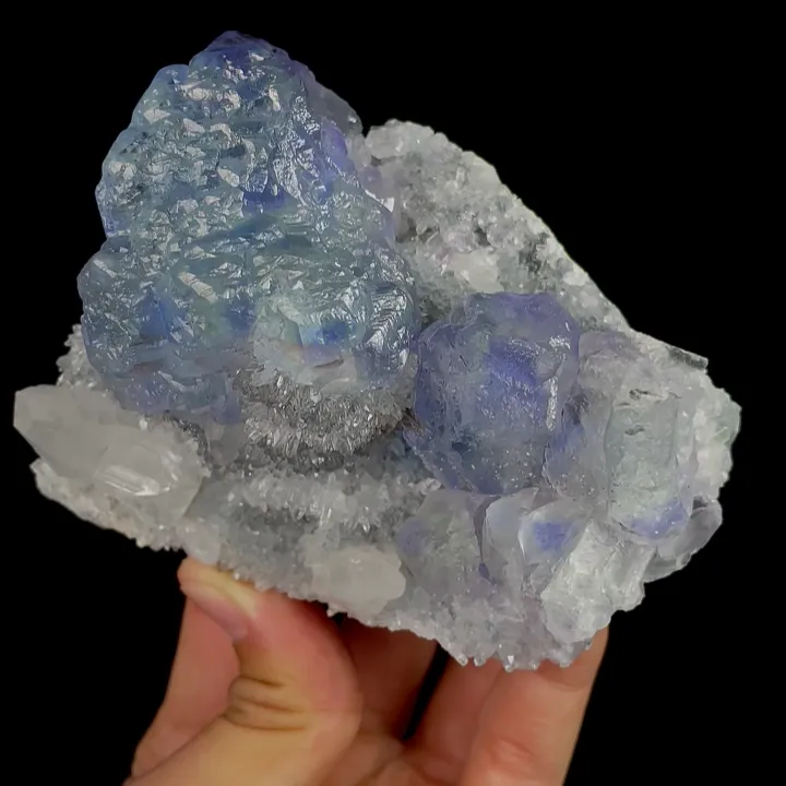 Natural Blue Phantom Fluorite with Quartz and Calcite, Mineral Specimen:Fujian,China (95*75*60MM) - image 5