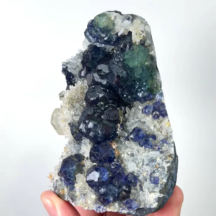 Natural Blue Phantom Fluorite with Quartz Cluster and Calcite, Mineral Specimen:Fujian,China (75*95*45MM) - image 2