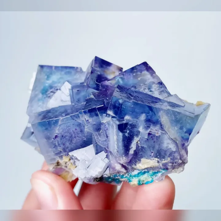 Natural Blue Phantom Fluorite,Mineral Specimen: Yindu,Inner Mongolia (70*40*30MM) image