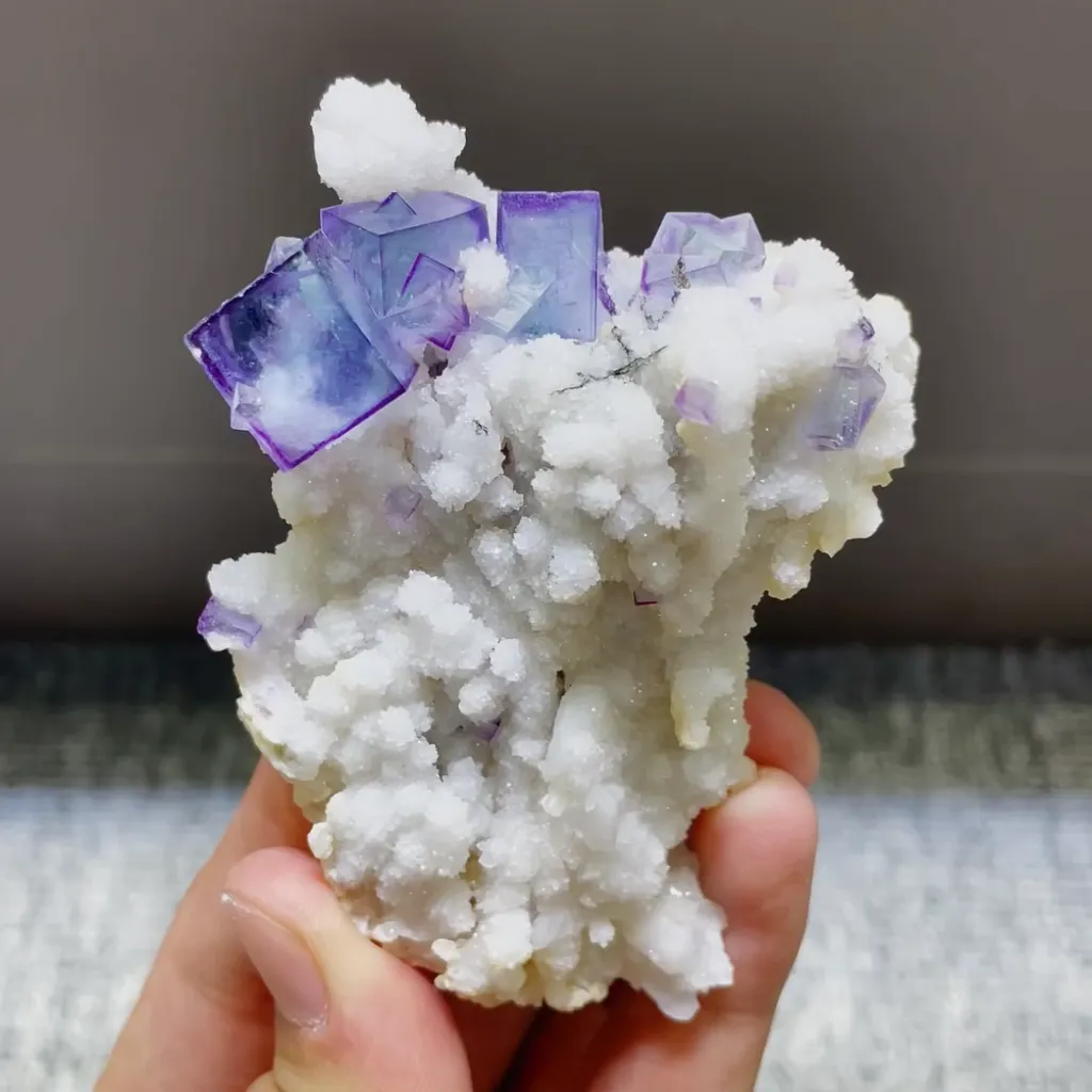 Natural Blue Porcelain Fluorite and Quartz Symbiosis comes from Yaogangxian,Hunan 65*40*80MM image
