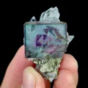 Natural Blue Purple Cubic Fluorite and Quartz, Mineral Specimen:Yaogangxian,Hunan (25*40*30MM) - image 3