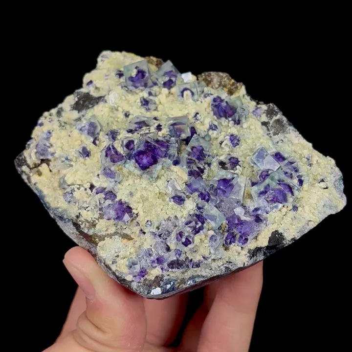 Natural Blue Purple Fluorite and Mica Mineral Specimen,High Quality Specimen,YINDU,INNER MONGOLIA,CHINA(102*90*34mm) image
