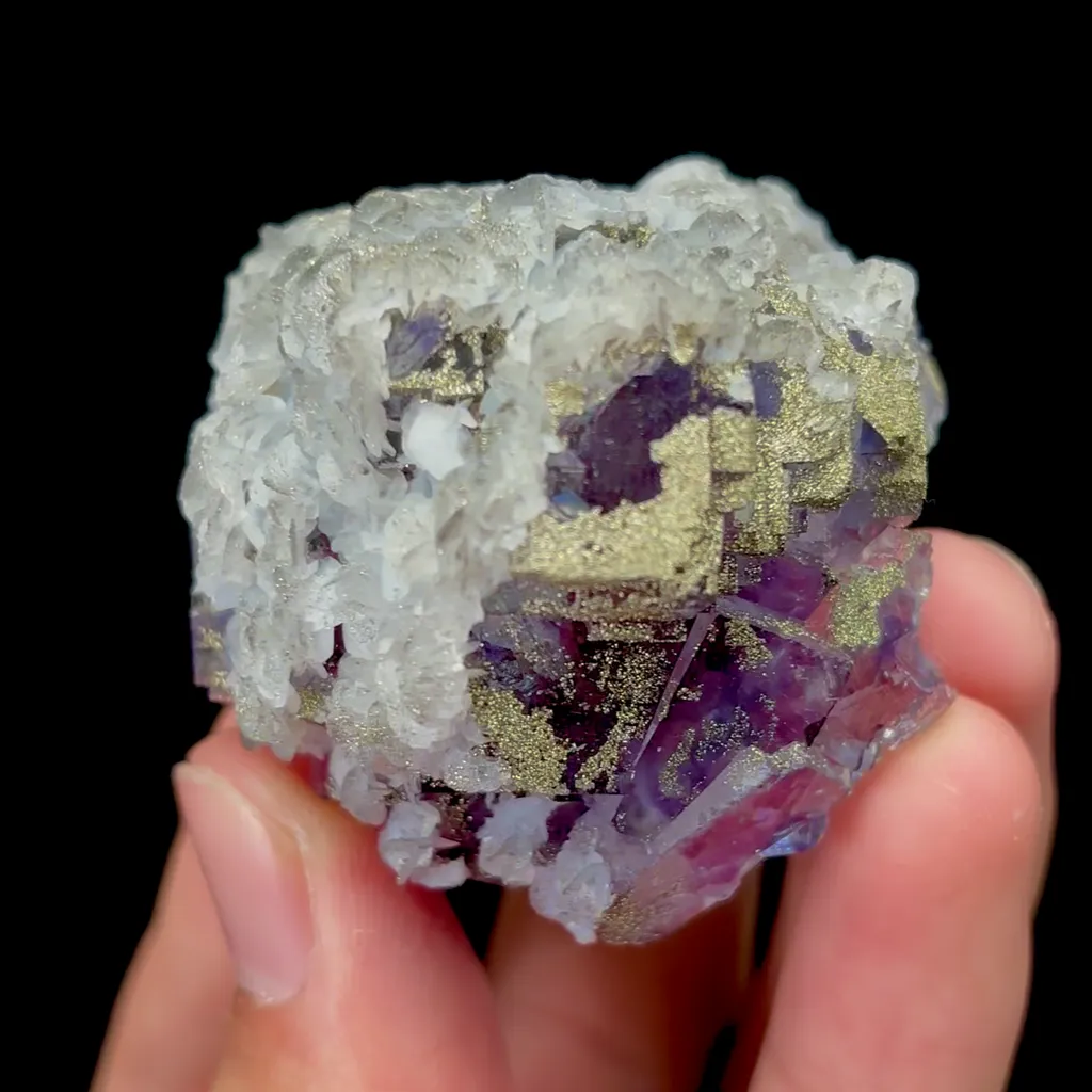 Natural Blue Purple Fluorite and Pyrite Mineral Specimen,High Quality Specimen,YAO GANG XIAN,HUNAN,CHINA(50*47*41mm) - image 3