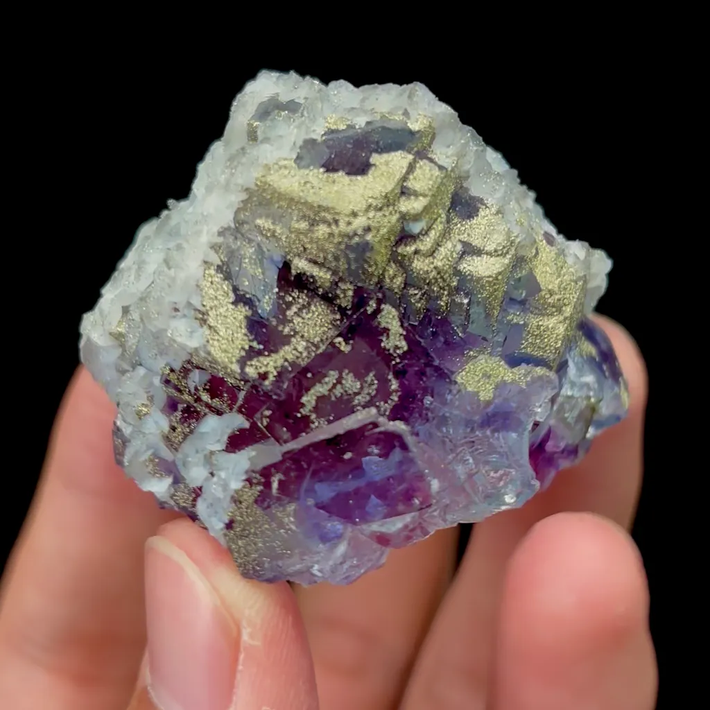 Natural Blue Purple Fluorite and Pyrite Mineral Specimen,High Quality Specimen,YAO GANG XIAN,HUNAN,CHINA(50*47*41mm) - image 2