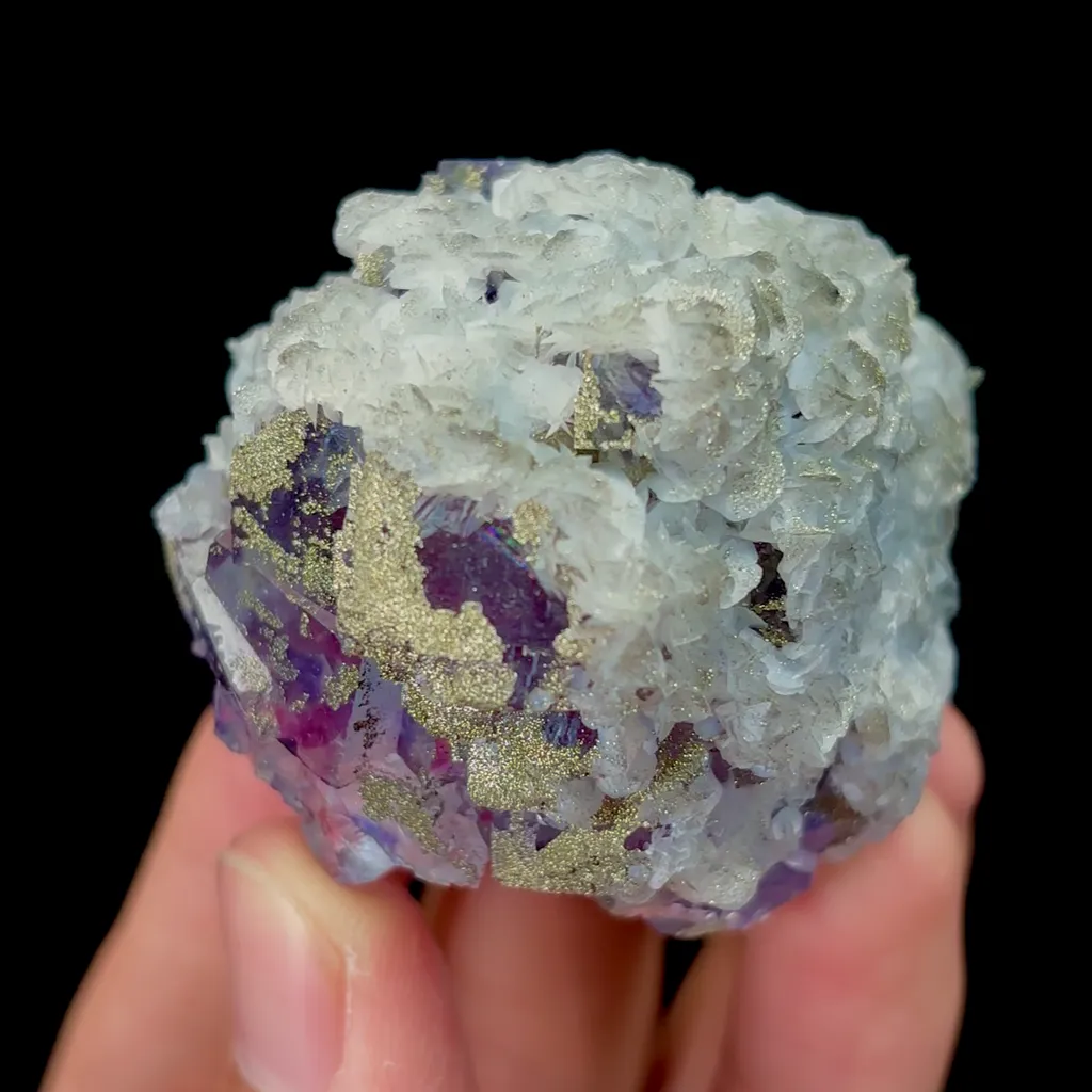 Natural Blue Purple Fluorite and Pyrite Mineral Specimen,High Quality Specimen,YAO GANG XIAN,HUNAN,CHINA(50*47*41mm) image