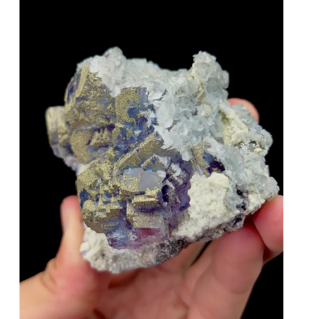 Natural Blue Purple Fluorite and Pyrite Mineral Specimen,High Quality Specimen,YAO GANG XIAN,HUNAN,CHINA(85*77*42mm) - image 2
