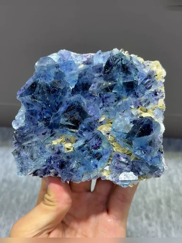 Natural Blue Purple Phantom Fluorite and Dolomite coexist comes from Yindu,Neimenggu 110*100*40MM - image 4