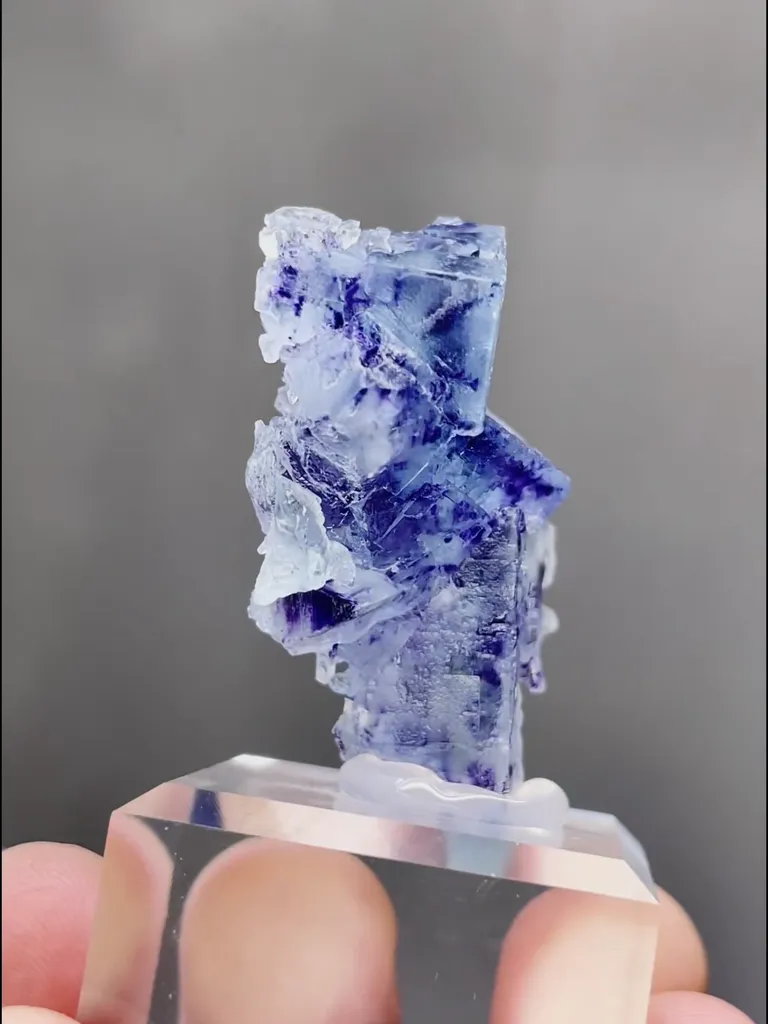 Natural Blue Purple Phantom Fluorite and Flaky Calcite coexist comes from Yindu,Inner Mongolia 25*15*30MMMM - image 3