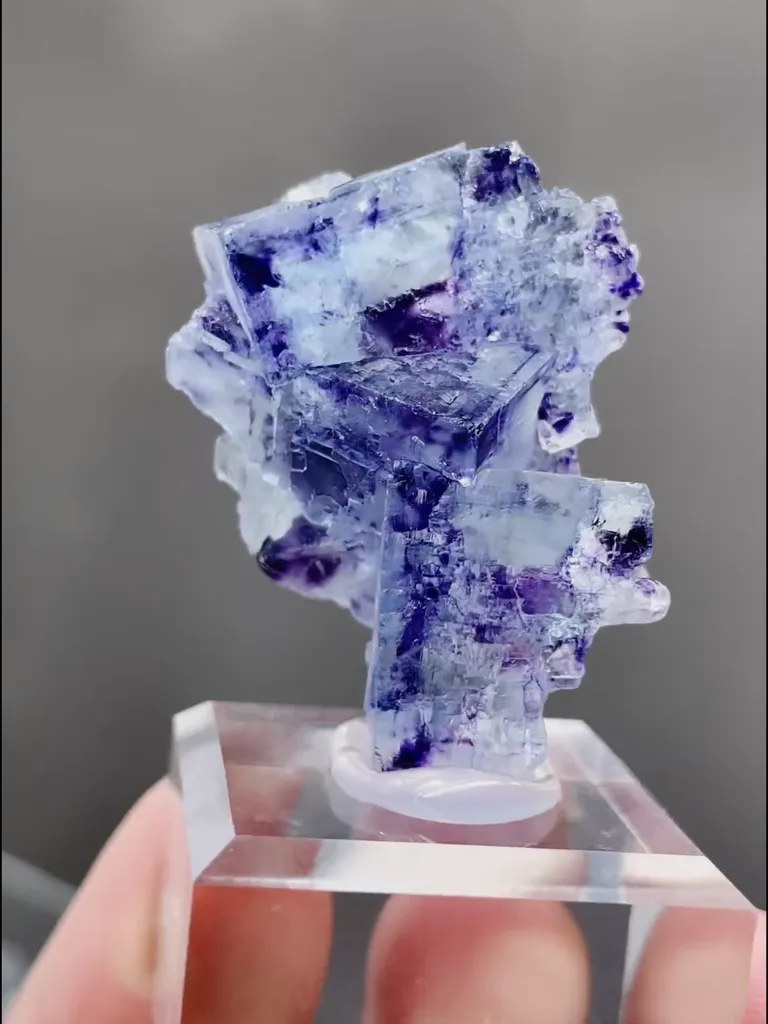 Natural Blue Purple Phantom Fluorite and Flaky Calcite coexist comes from Yindu,Inner Mongolia 25*15*30MMMM - image 2