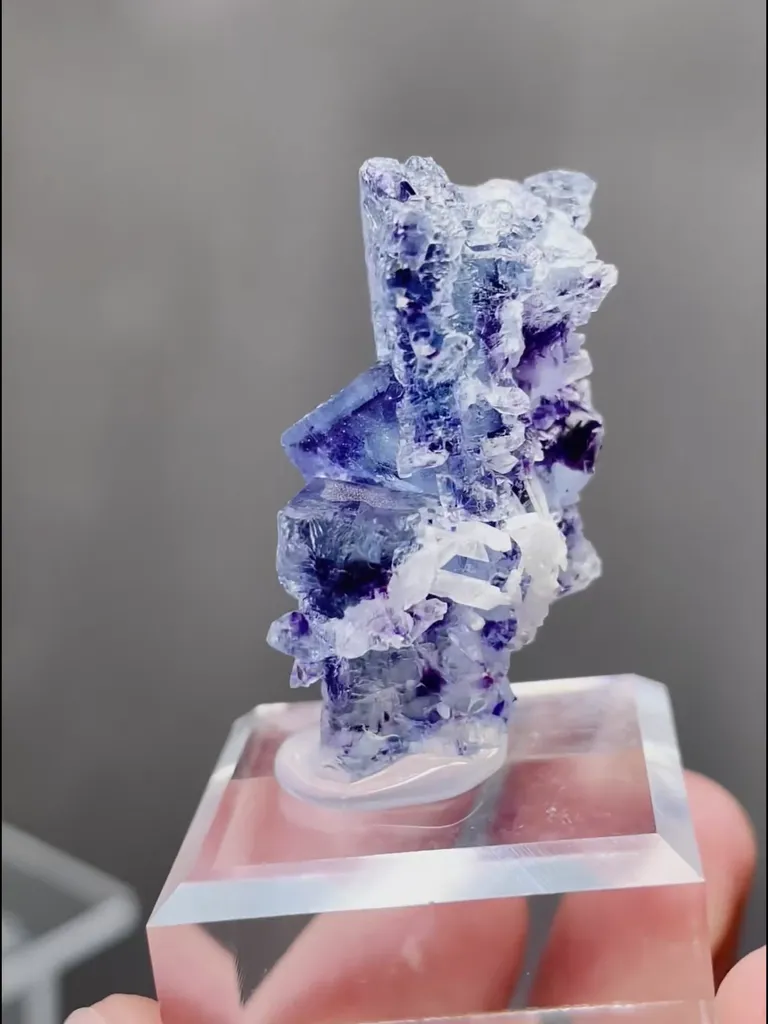 Natural Blue Purple Phantom Fluorite and Flaky Calcite coexist comes from Yindu,Inner Mongolia 25*15*30MMMM - image 4