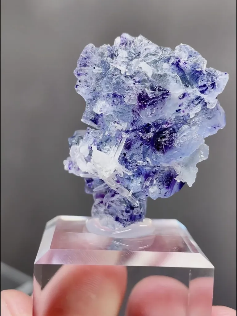 Natural Blue Purple Phantom Fluorite and Flaky Calcite coexist comes from Yindu,Inner Mongolia 25*15*30MMMM - image 6